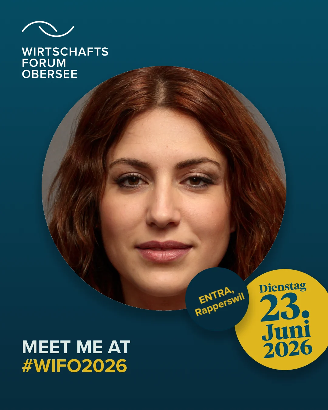 I'm Attending WIFO 2026 conference LinkedIn graphic with branded attendee share card